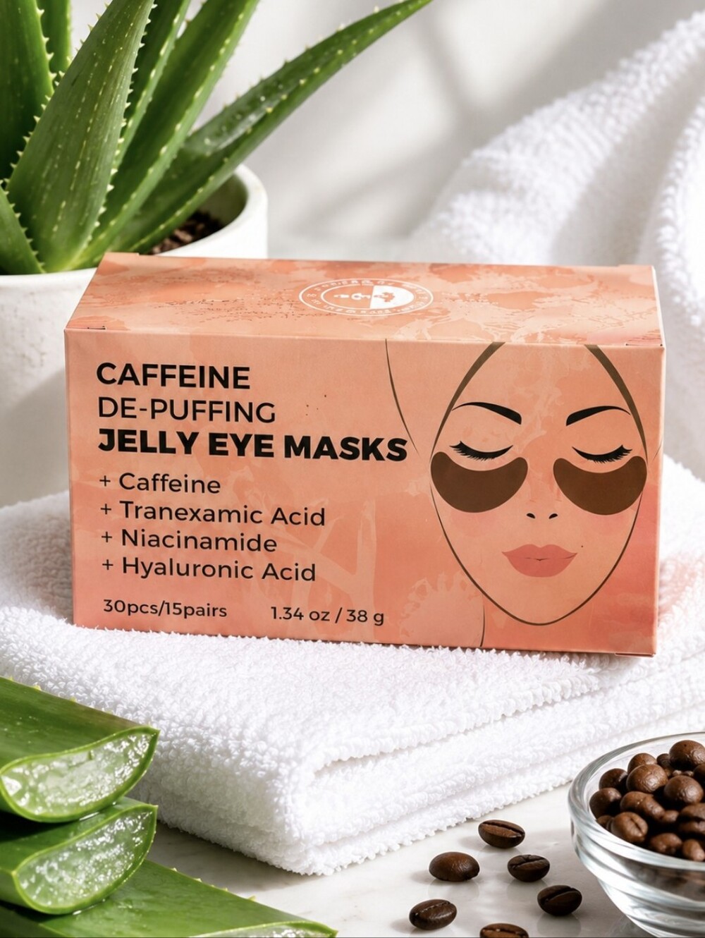 LA Splash Caffeine De-Puffing Jelly Eye Masks 15 Pairs 30 Pcs New Sealed